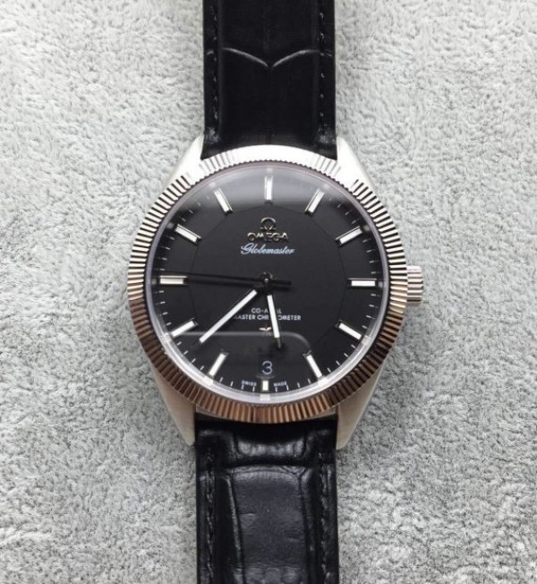 Omega Globemaster Master Chronometer Black Dial Leather Strap