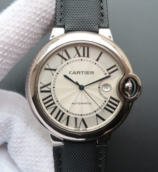 Cartier Ballon Bleu 46mm SS White Dial Nylon Strap ETA 2824