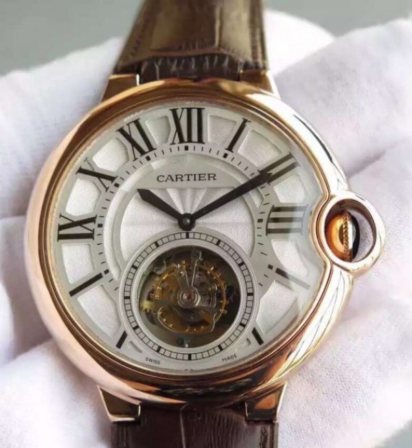 Cartier Ballon Bleu Tourbillon YG Brown Leather Strap