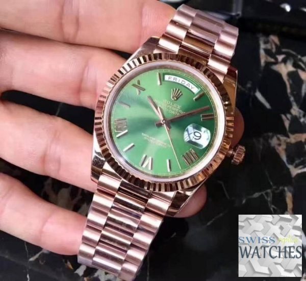 ROLEX DAY DATE GREEN DIAL SAPPHIRE CRYSTAL 40MM SWISS REPLICA 228235.6 - gallery