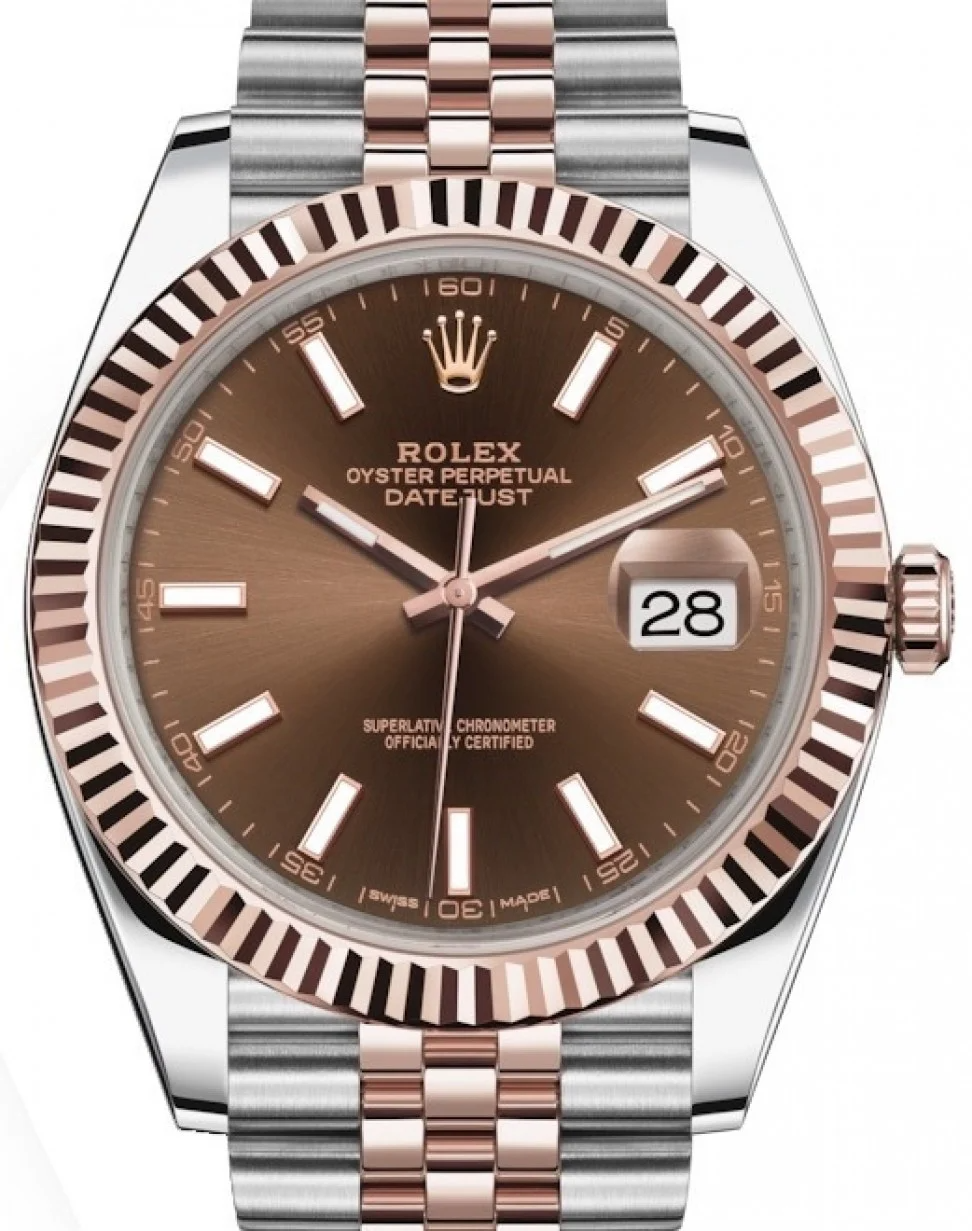 Rolex Datejust 41 Rose Gold/Steel Chocolate Dial Fluted Bezel (Jubilee) 126331 - gallery
