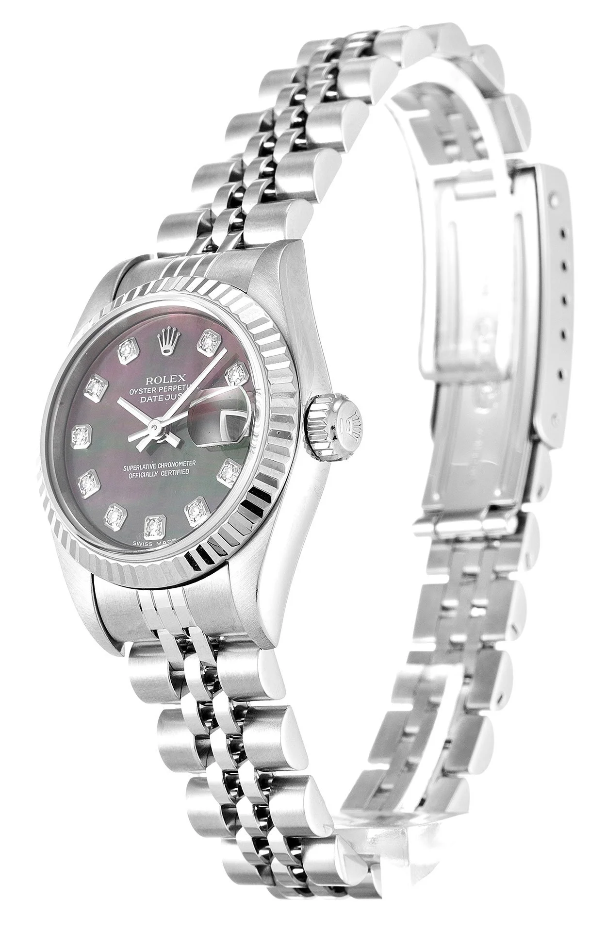 Rolex Lady-Datejust 26mm Mother of Pearl   Black Dial 79174 - gallery