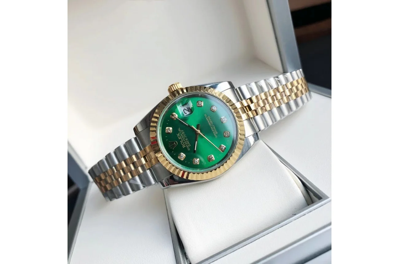 Couple Watches Rolex Datejust 36/28mm RG/SS Jub Green/Dial - gallery