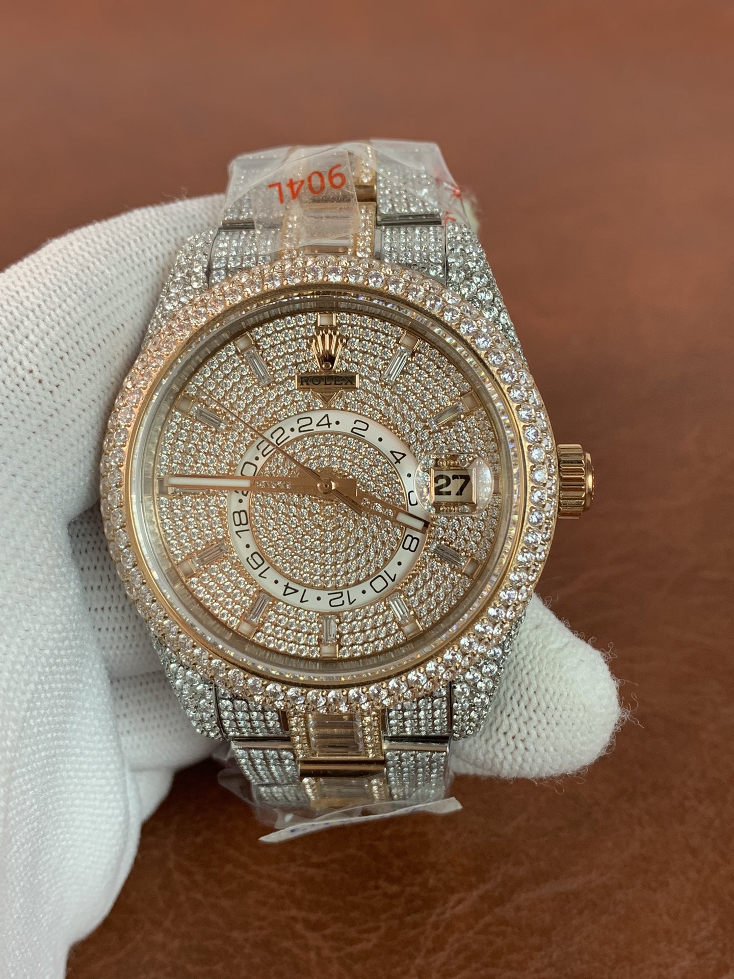Rolex Sky Dweller two tone 326934 iced out (cubic zirconia)